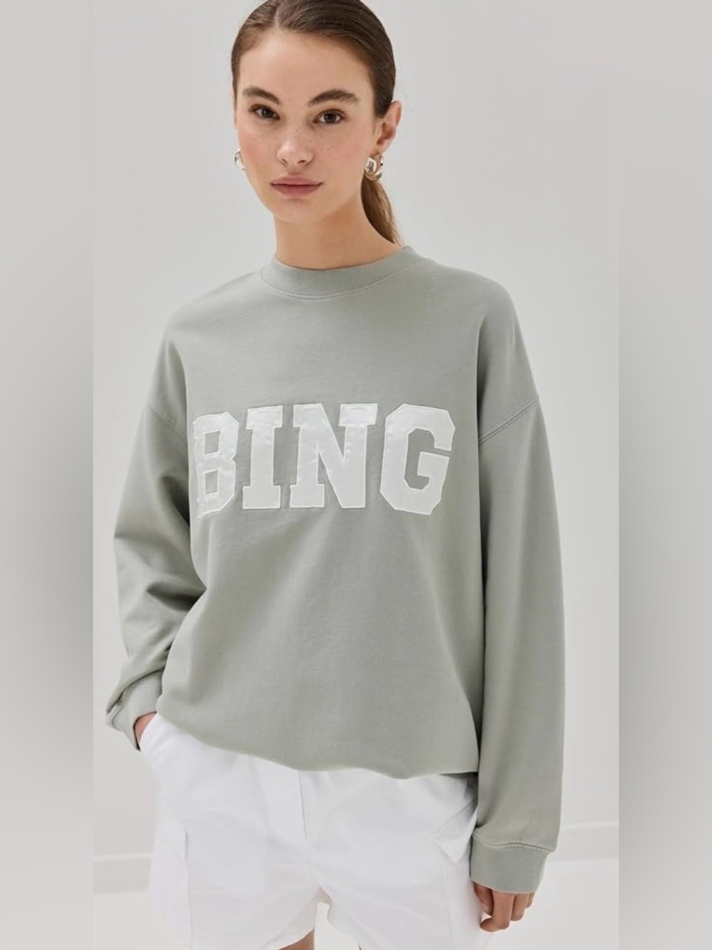 Anine Bing NWT Tyler Sweatshirt Satin Logo Letters Size Large